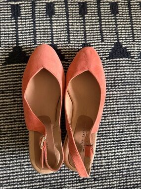 Patricia Green Poppy (orange pink) wedge slingback sz 9 Made in Spain Never Worn